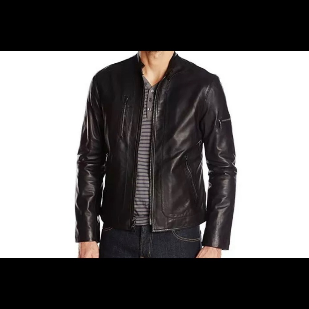 NWT $1,549 John Varvatos Mens Zip Leather Jacket